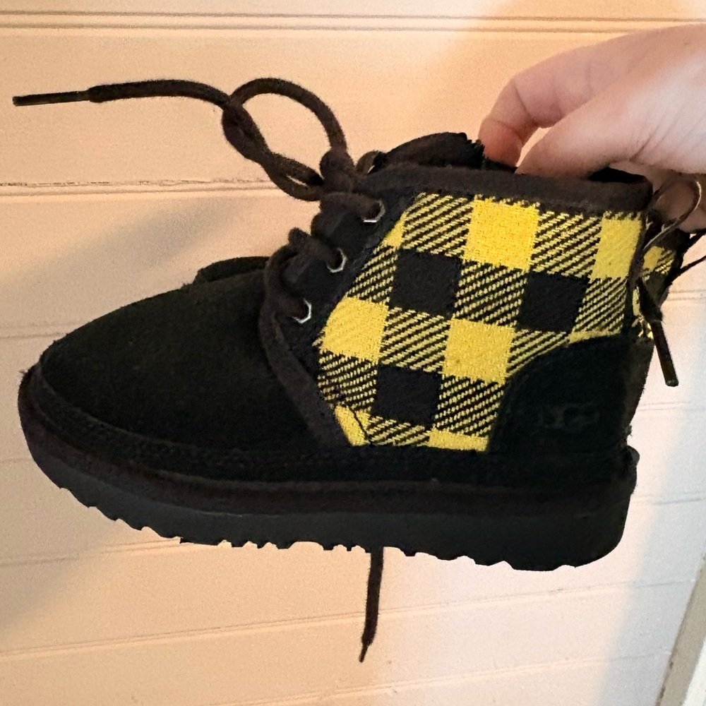 Plaid Black and Yellow Uggs